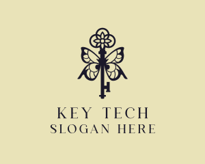 Butterfly Wings Key  logo design