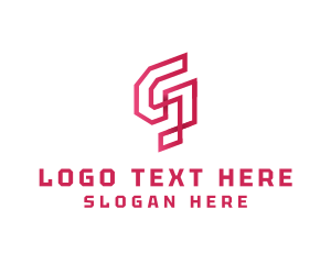Font - Red Outline Letter G logo design
