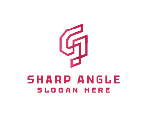 Angle - Red Outline Letter G logo design