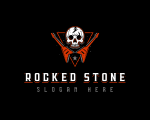 Skull Guitar Rock logo design