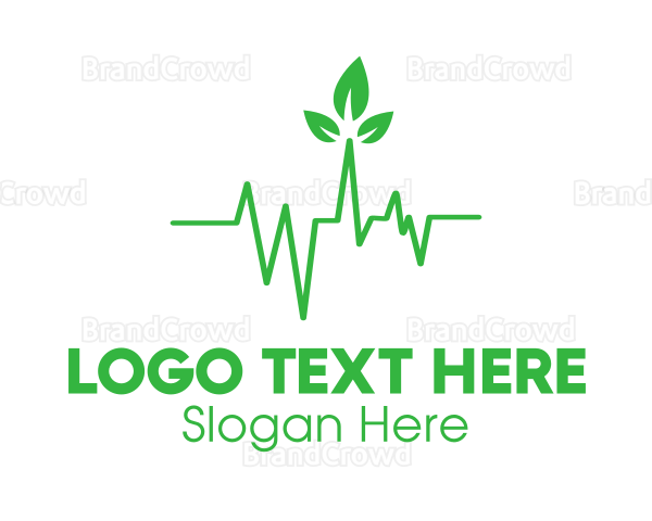 Green Leaves Heartbeat Logo