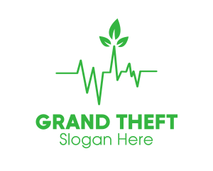 Flatline - Green Leaves Heartbeat logo design