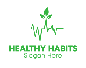 Green Leaves Heartbeat logo design