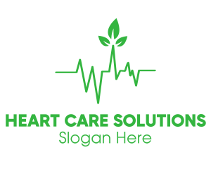 Green Leaves Heartbeat logo design