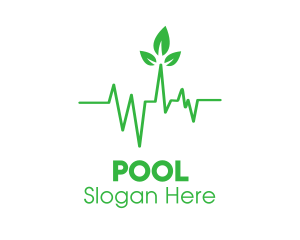 Stroke - Green Leaves Heartbeat logo design
