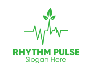 Pulsation - Green Leaves Heartbeat logo design