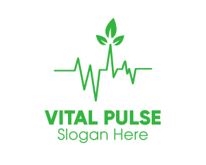 Pulsation - Green Leaves Heartbeat logo design