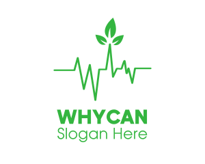 Health - Green Leaves Heartbeat logo design