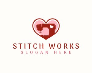 Sewing Tailor Heart logo design