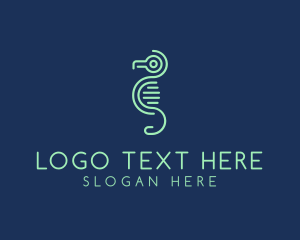 Tech Circuit Seahorse logo design