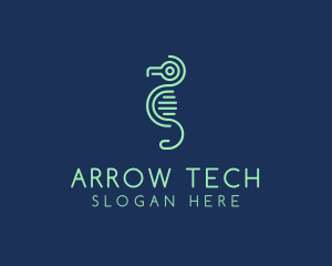 Tech Circuit Seahorse logo design