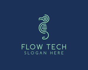 Tech Circuit Seahorse logo design