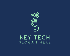 Tech Circuit Seahorse logo design