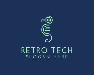 Tech Circuit Seahorse logo design