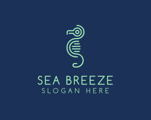 Tech Circuit Seahorse logo design