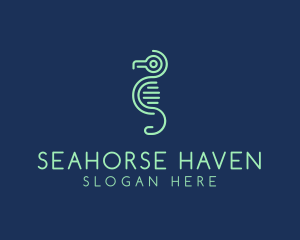 Seahorse - Tech Circuit Seahorse logo design