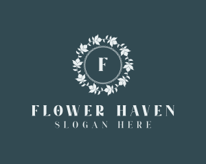 Flower Wreath Wedding logo design