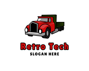 Retro Red Truck logo design