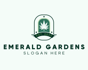 Marijuana Plant Herb Badge logo design