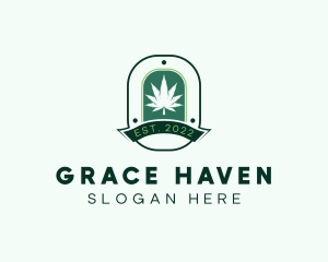 Hemp - Marijuana Plant Herb Badge logo design