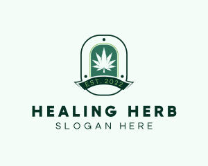 Marijuana Plant Herb Badge logo design