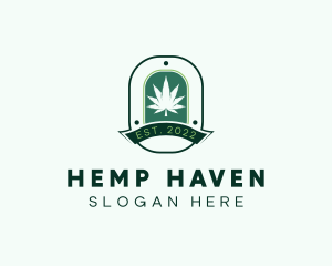 Marijuana Plant Herb Badge logo design