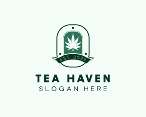 Marijuana Plant Herb Badge logo design