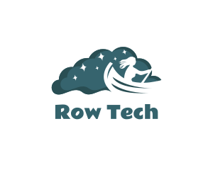 Row - Night Rowboat Boat logo design