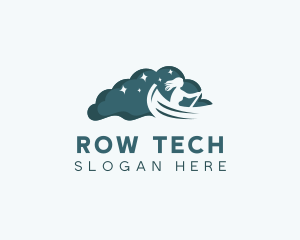 Night Rowboat Boat logo design