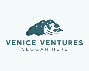 Venice - Night Rowboat Boat logo design