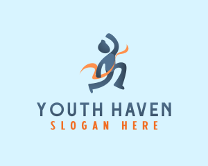 Youth - Human Marathon Runner logo design