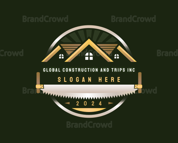 Crosscut Saw Carpentry Builder Logo
