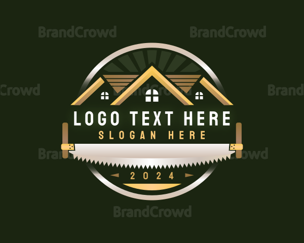 Crosscut Saw Carpentry Builder Logo