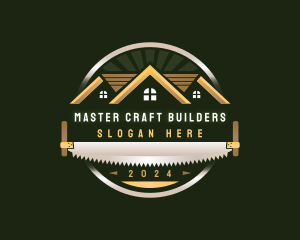 Builder - Crosscut Saw Carpentry Builder logo design