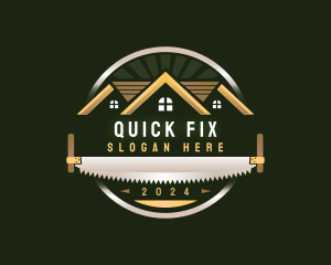 Crosscut Saw Carpentry Builder logo design