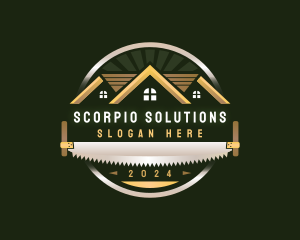 Crosscut Saw Carpentry Builder logo design