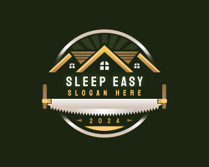 Crosscut Saw Carpentry Builder logo design