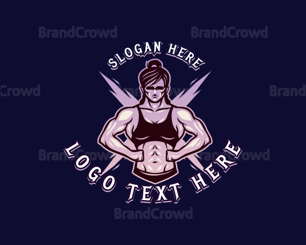 Bodybuilding Muscle Woman Logo