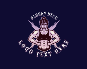 Weightlifting - Bodybuilding Muscle Woman logo design