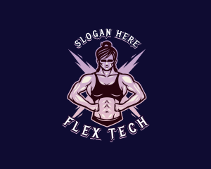 Flex - Bodybuilding Muscle Woman logo design