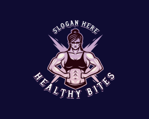 Bodybuilding Muscle Woman logo design