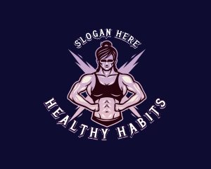 Bodybuilding Muscle Woman logo design