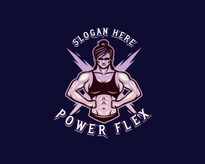 Bodybuilding Muscle Woman logo design