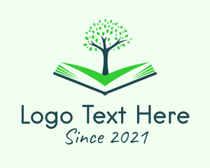 Bookworm - Nature Tree Book logo design