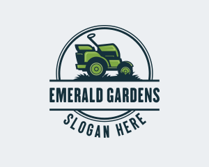 Grass Riding Lawn Mower logo design