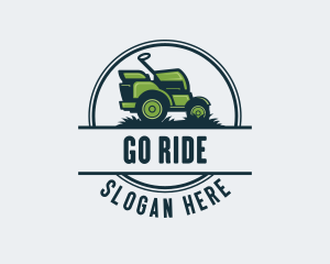 Grass Riding Lawn Mower logo design