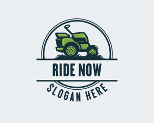 Grass Riding Lawn Mower logo design