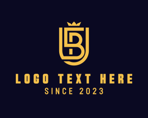 Yellow - Crown Security Shield Letter B logo design