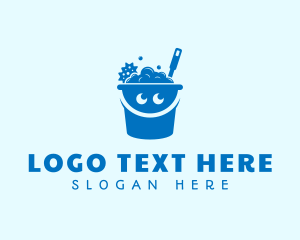 Blue - Cleaning Bucket Smile logo design