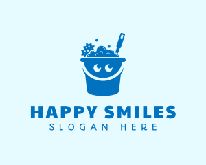 Cleaning Bucket Smile logo design